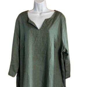 Richard Malcolm Women’s Sz 3X Linen Tunic Top Embroidered NWOT